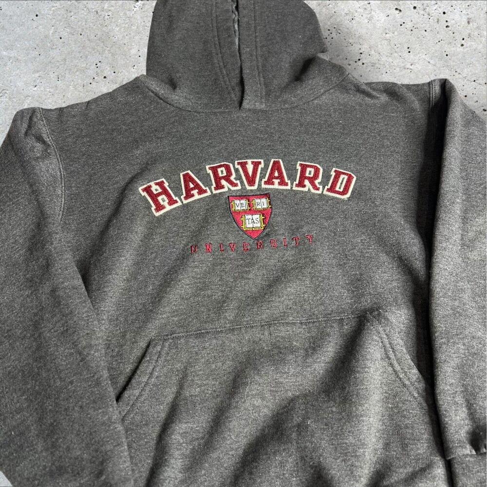 Harvard University Hoodie Gray Hooded Drawstring Champion Hoodie Size 10-12‎